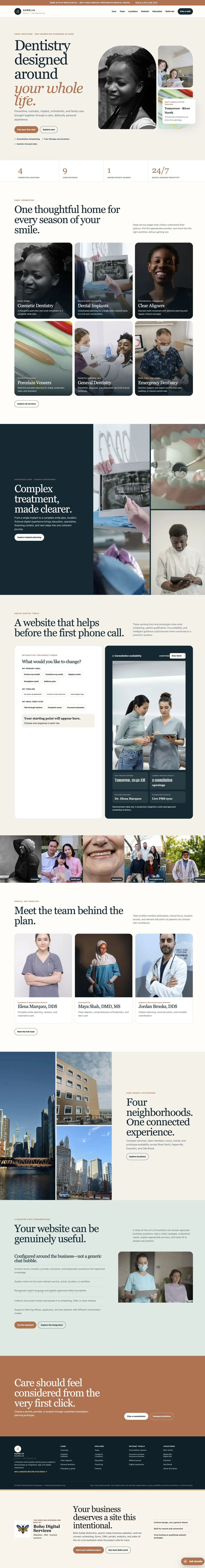 Full homepage preview of the Aurelia Dental and Orthodontics high-end website demo.